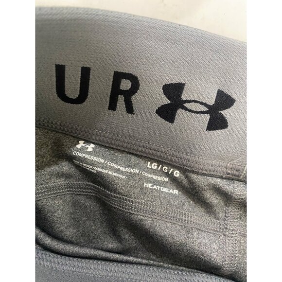 NWT $35 Under Armour HeatGear Capri Leggings Womesn Size L Gray Yoga Gym - Picture 4 of 6